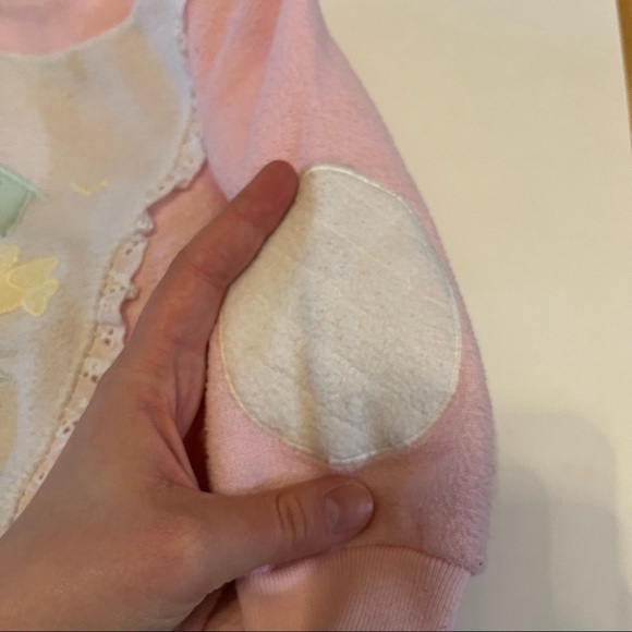 Vintage Sears Baby Girl 24 Months Pink Jogging Sweat Suit Outfit Elbow Patches - Picture 7 of 8